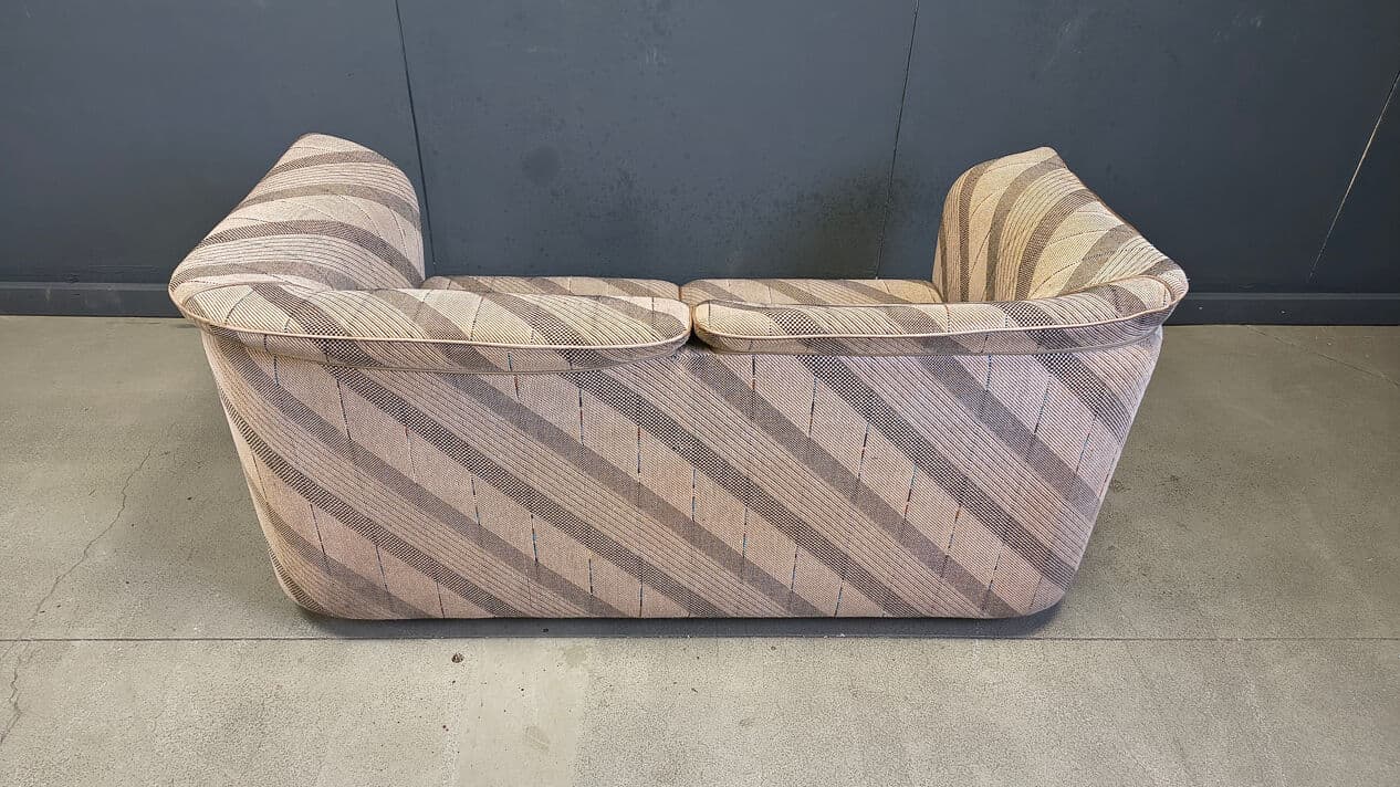 Two-seater sofa, beige fabric with brown and grey pattern, by K. Wittmann, Belgium, 1970s. - 331420