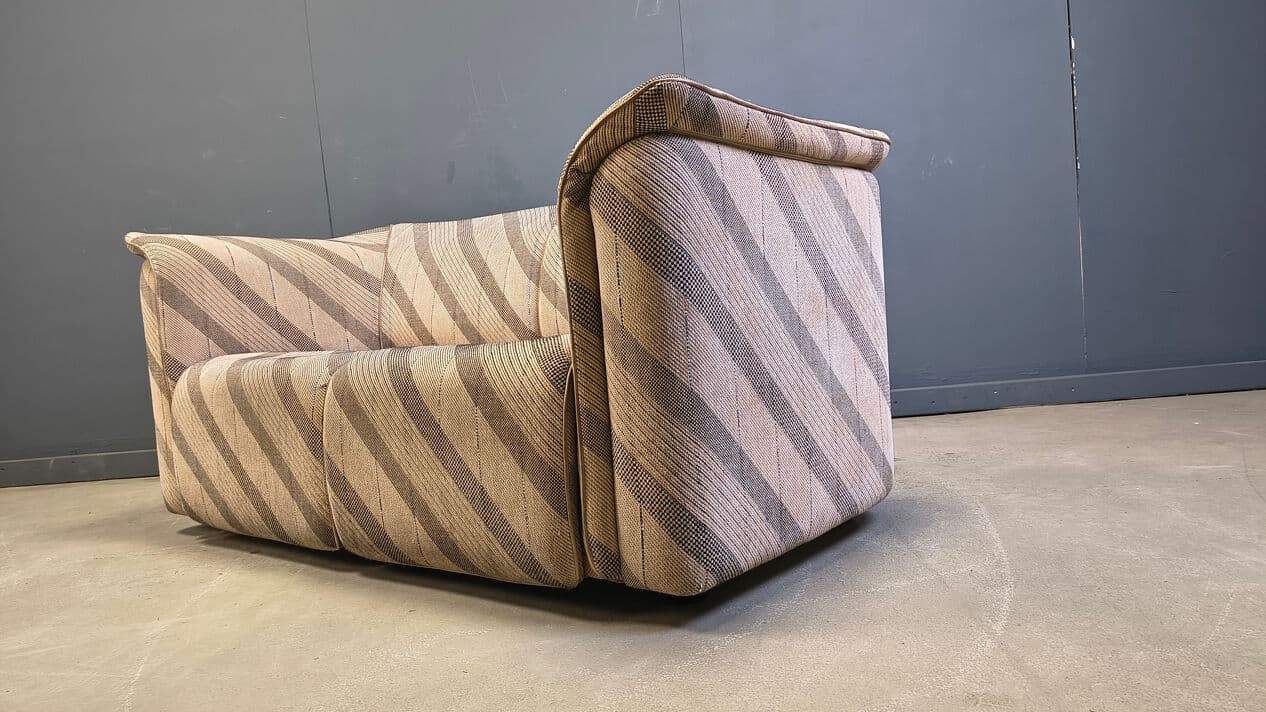Two-seater sofa, beige fabric with brown and grey pattern, by K. Wittmann, Belgium, 1970s. - 331427