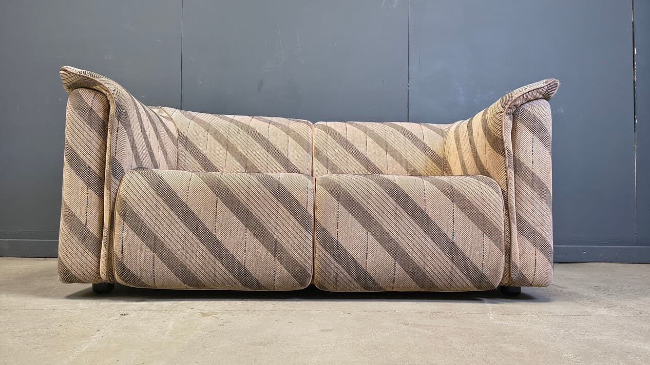 Two-seater sofa, beige fabric with brown and grey pattern, by K. Wittmann, Belgium, 1970s. - 331426