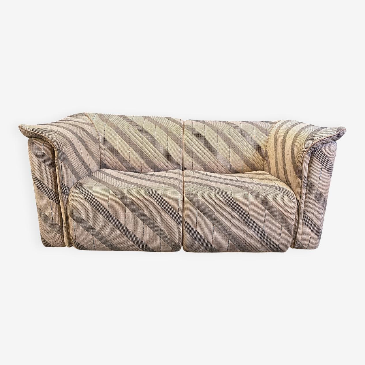 Two-seater sofa, beige fabric with brown and grey pattern, by K. Wittmann, Belgium, 1970s. - 331421