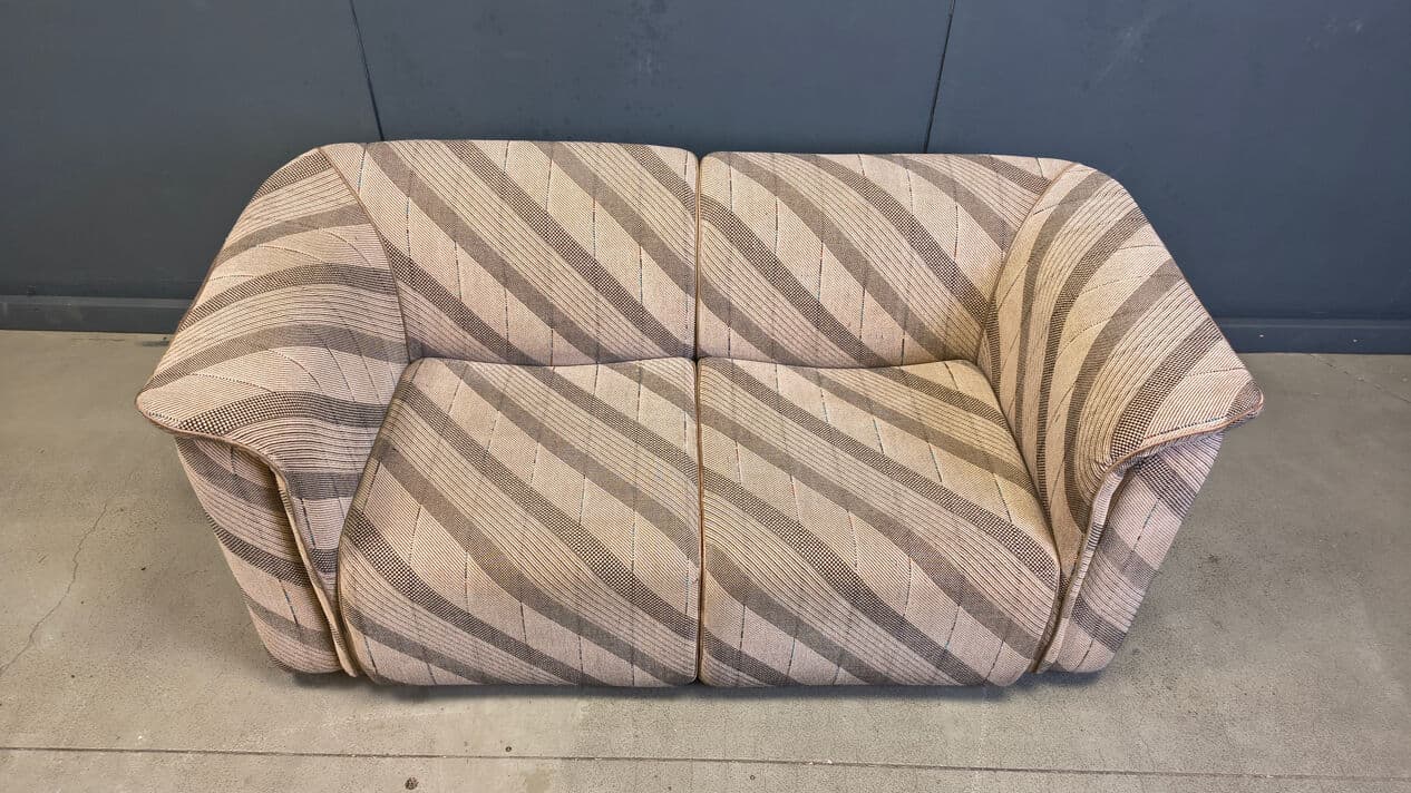 Two-seater sofa, beige fabric with brown and grey pattern, by K. Wittmann, Belgium, 1970s. - 331422
