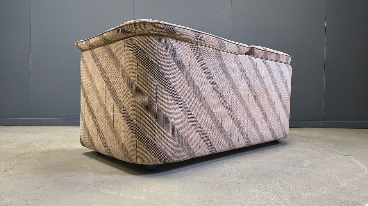 Two-seater sofa, beige fabric with brown and grey pattern, by K. Wittmann, Belgium, 1970s. - 331428
