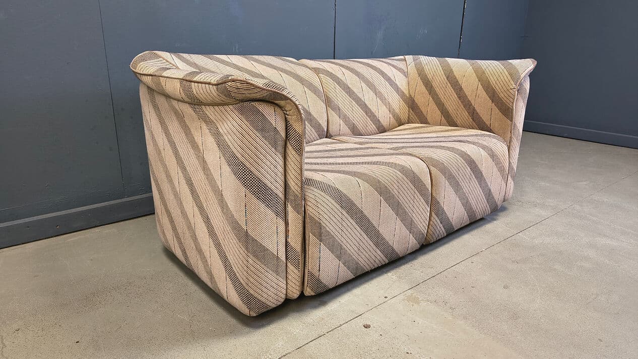 Two-seater sofa, beige fabric with brown and grey pattern, by K. Wittmann, Belgium, 1970s. - 331419