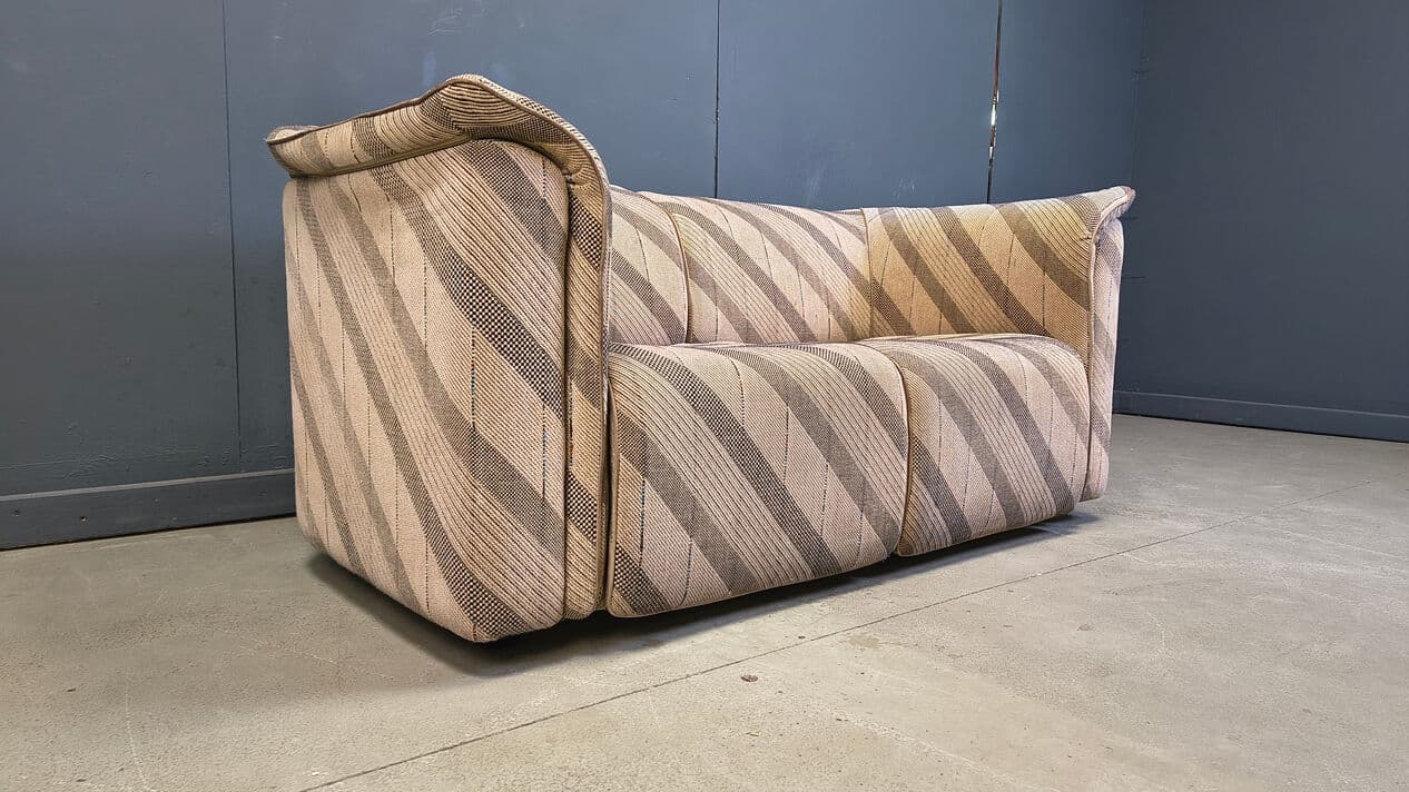 Two-seater sofa, beige fabric with brown and grey pattern, by K. Wittmann, Belgium, 1970s. - 331423