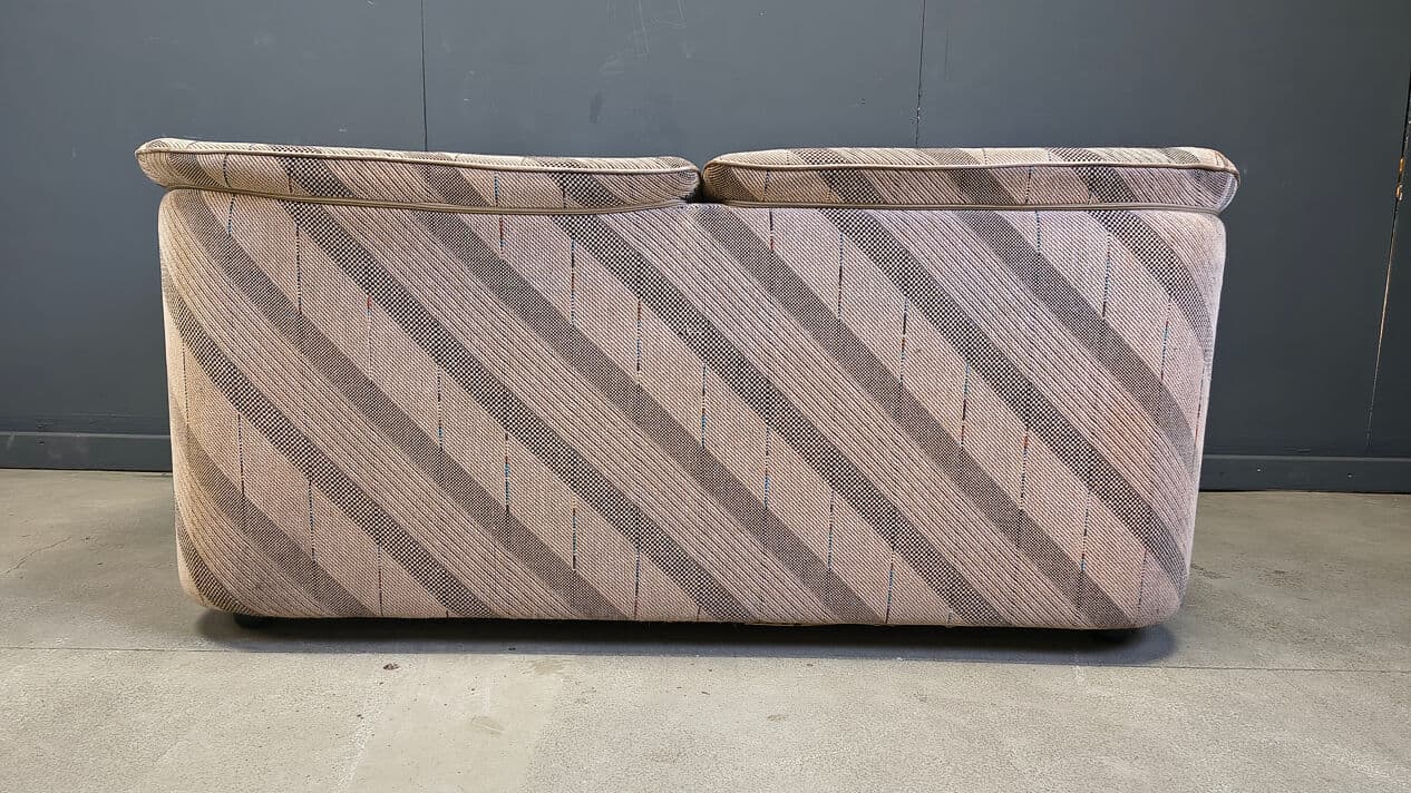 Two-seater sofa, beige fabric with brown and grey pattern, by K. Wittmann, Belgium, 1970s. - 331429