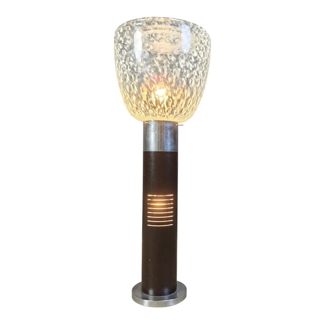 Floor Lamp Space Age, Murano glass white transparent, metal brown silver, Mazzega, Italy, 1970s. - DIMENSION