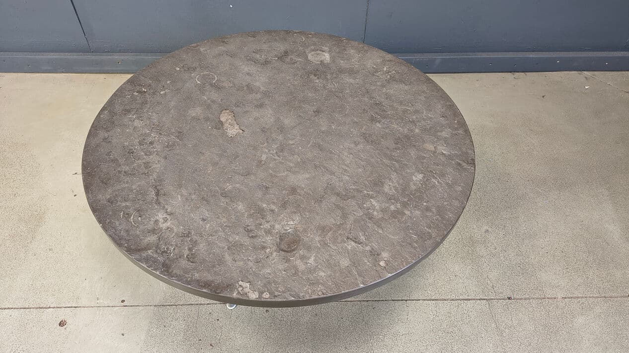 Stolik kawowy, kamień łupek szary, metal, Walter Knoll, Niemcy, lata 60. - 331141