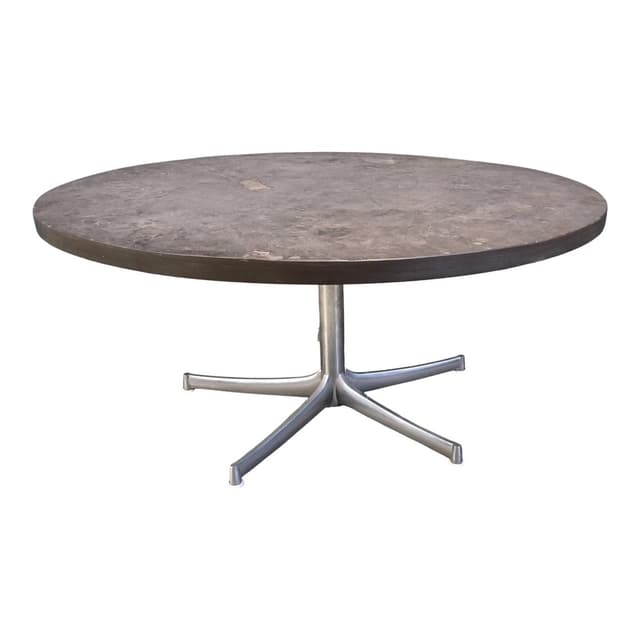 Stolik kawowy, kamień łupek szary, metal, Walter Knoll, Niemcy, lata 60. - WYMIARY