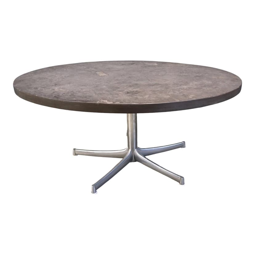 Stolik kawowy, kamień łupek szary, metal, Walter Knoll, Niemcy, lata 60.