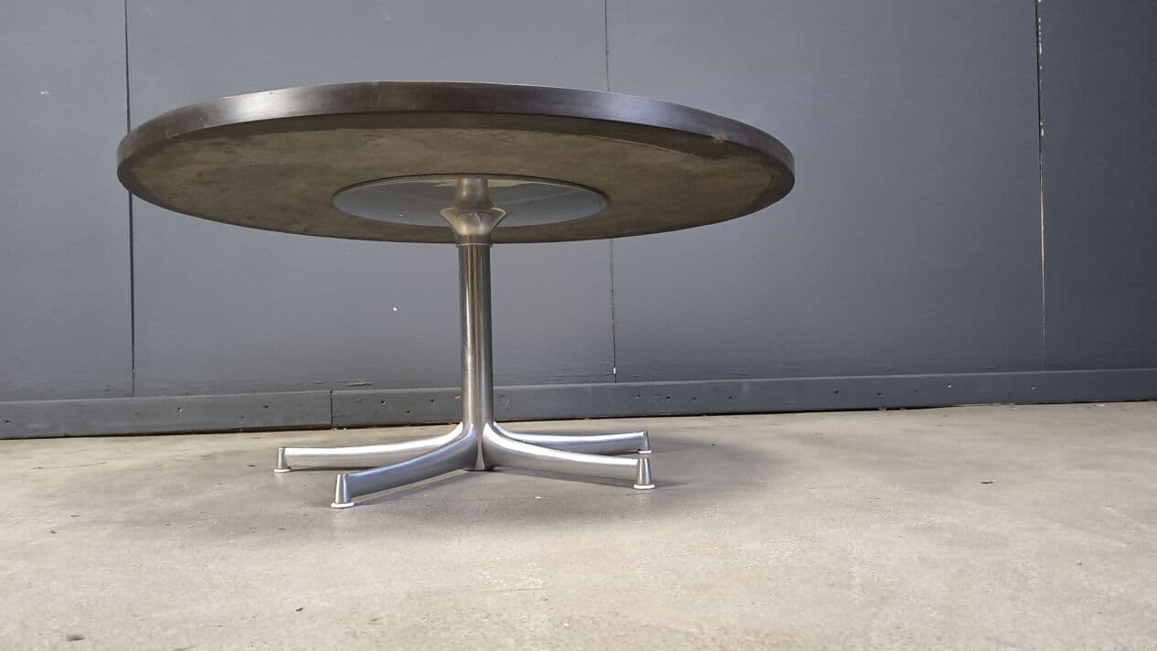 Stolik kawowy, kamień łupek szary, metal, Walter Knoll, Niemcy, lata 60. - 331140