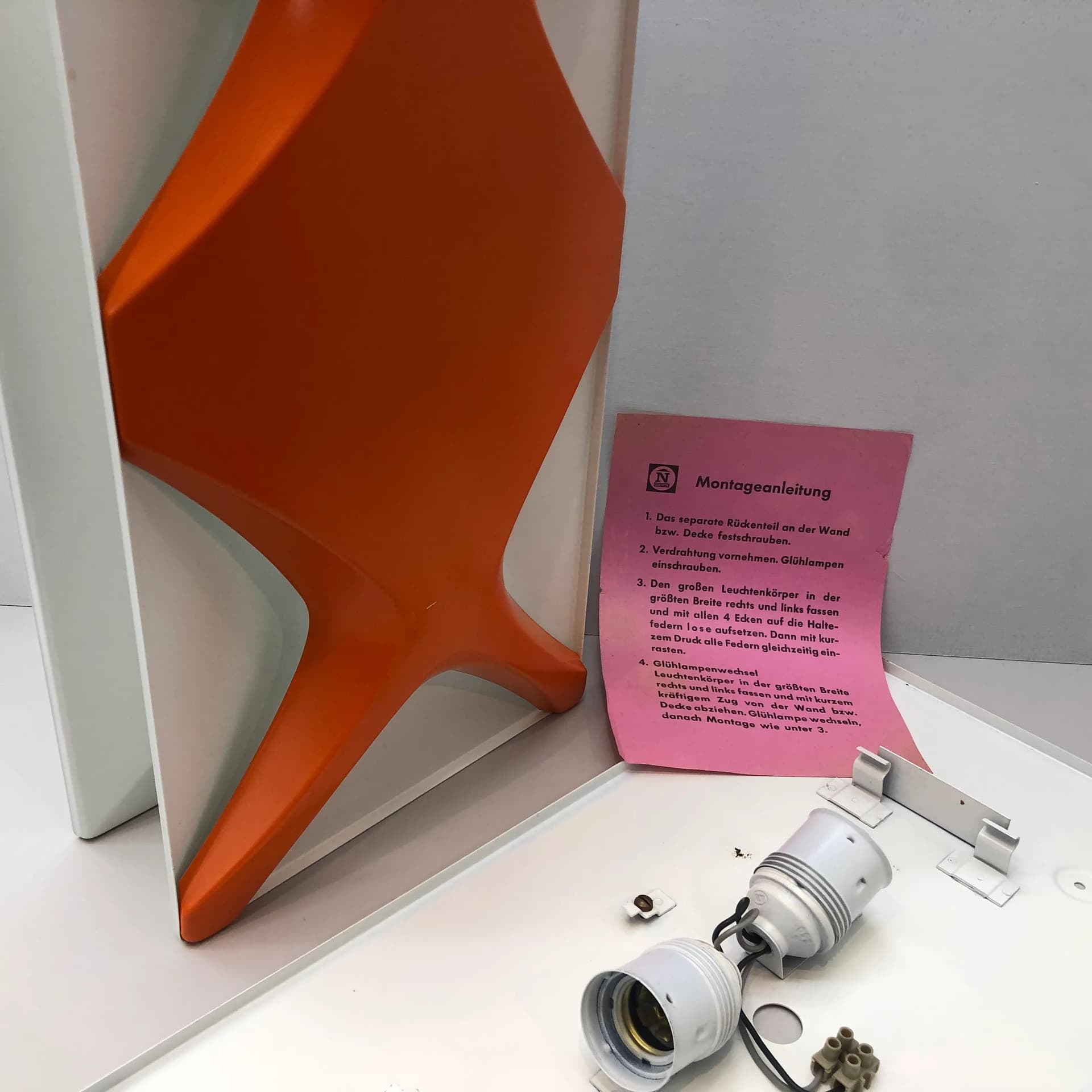 Kinkiet Space Age, pomarańczowy, metal, proj. K. Link, Niemcy, lata 70. - 24625