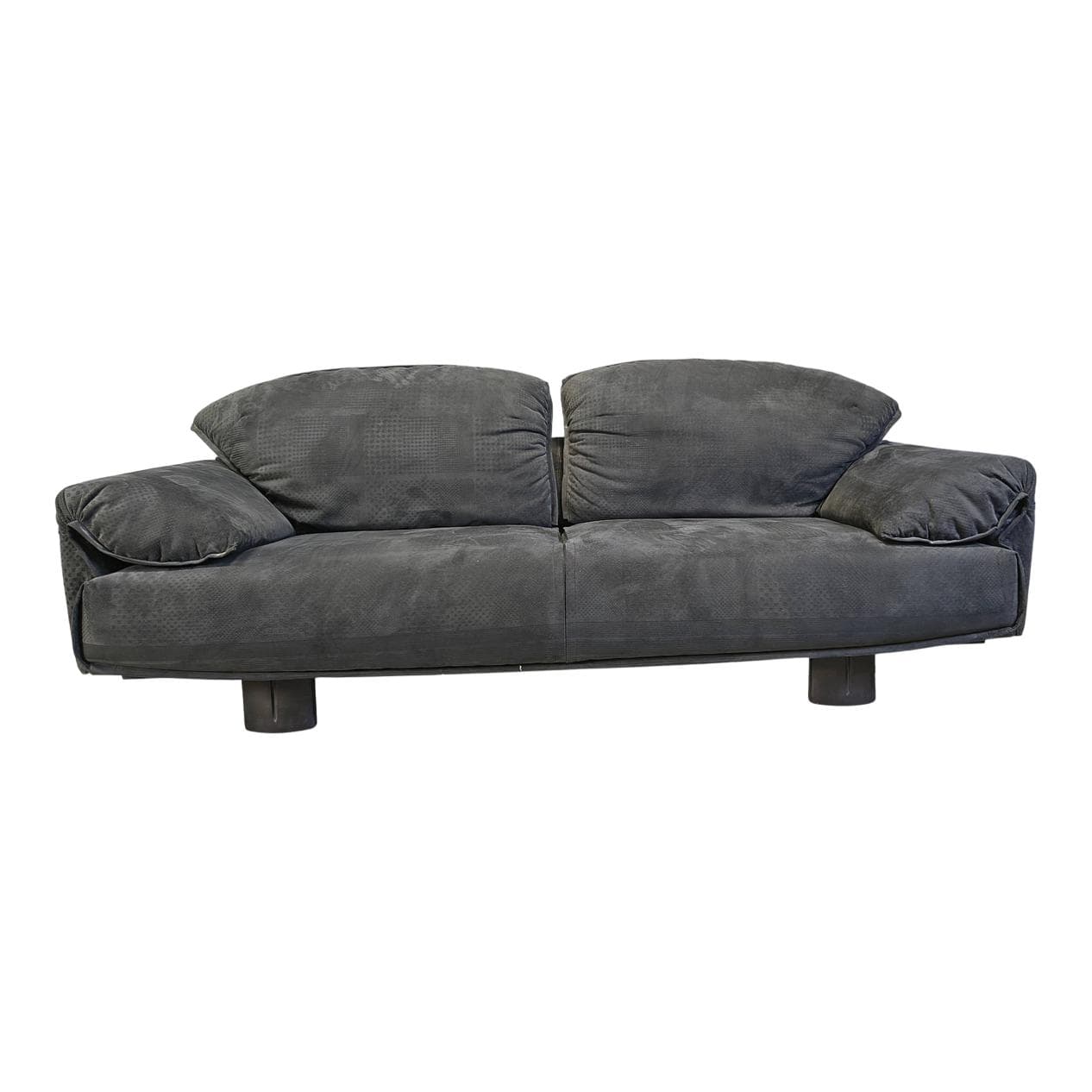 Two-seater sofa, grey velvet, black legs, Saporiti Italia, Italy, 1980s.