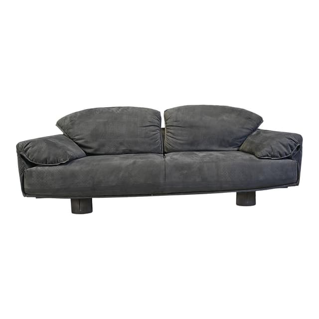 Two-seater sofa, grey velvet, black legs, Saporiti Italia, Italy, 1980s. - DIMENSION