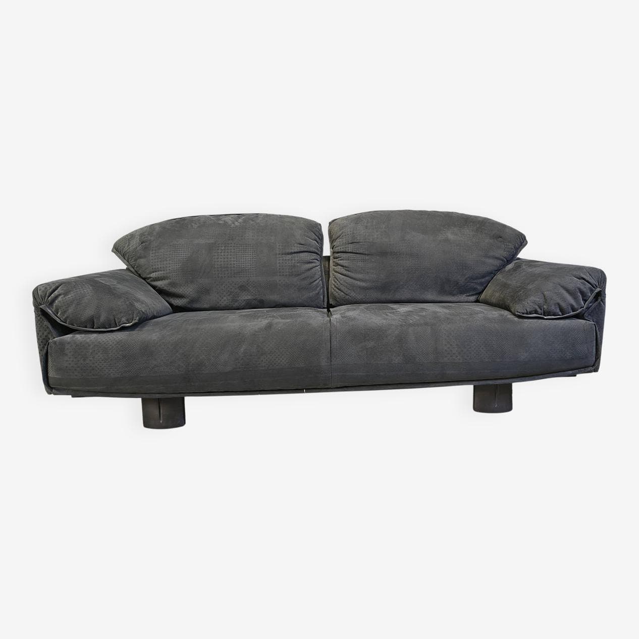 Two-seater sofa, grey velvet, black legs, Saporiti Italia, Italy, 1980s. - 330898