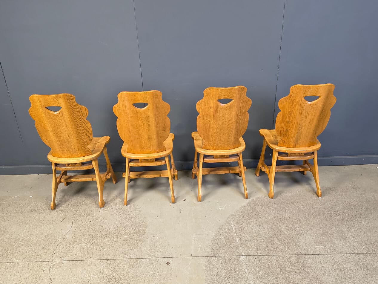 Set of four dining chairs, brown oak, Germany, 1960s. - 330892
