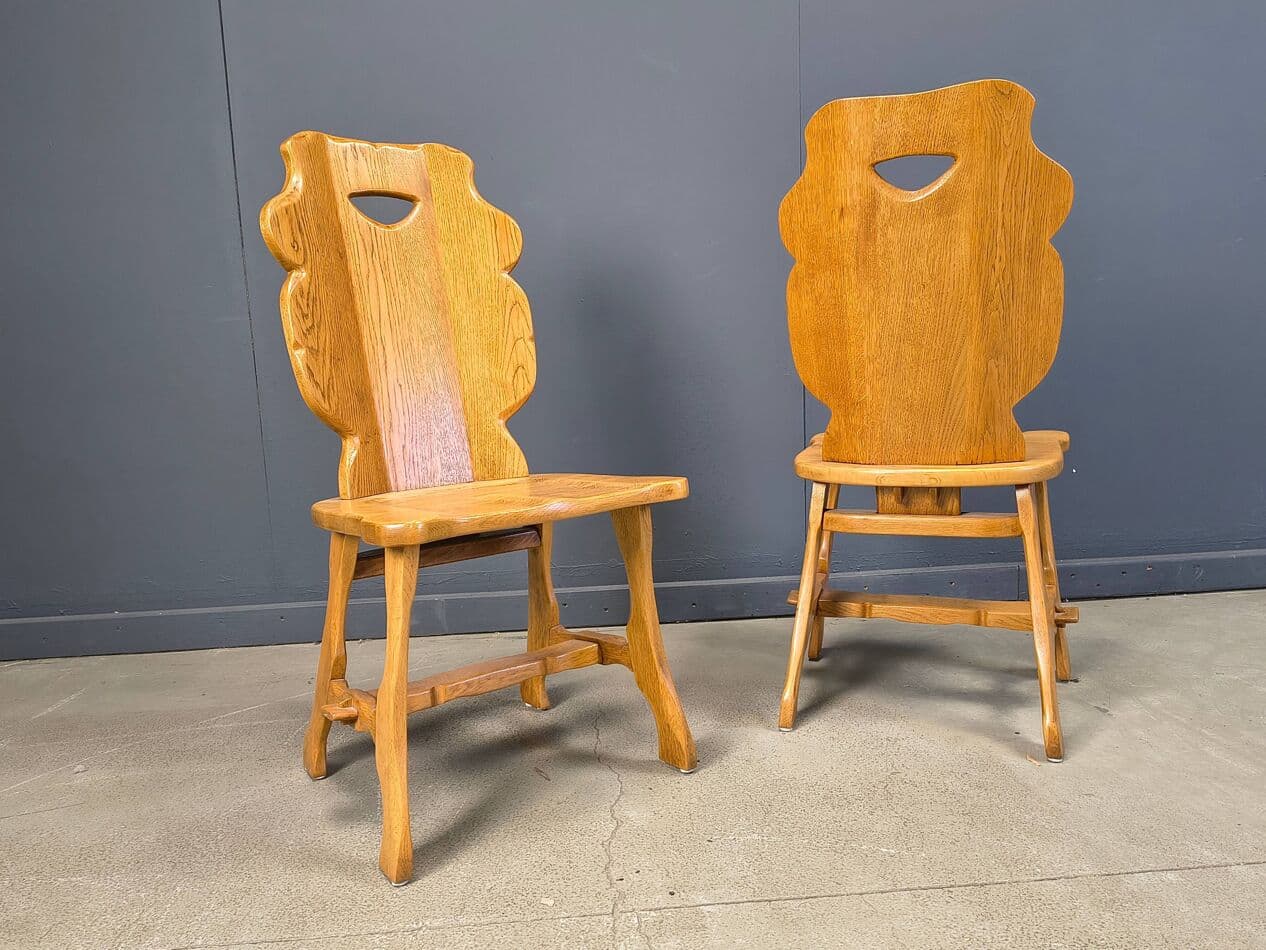 Set of four dining chairs, brown oak, Germany, 1960s. - 330894