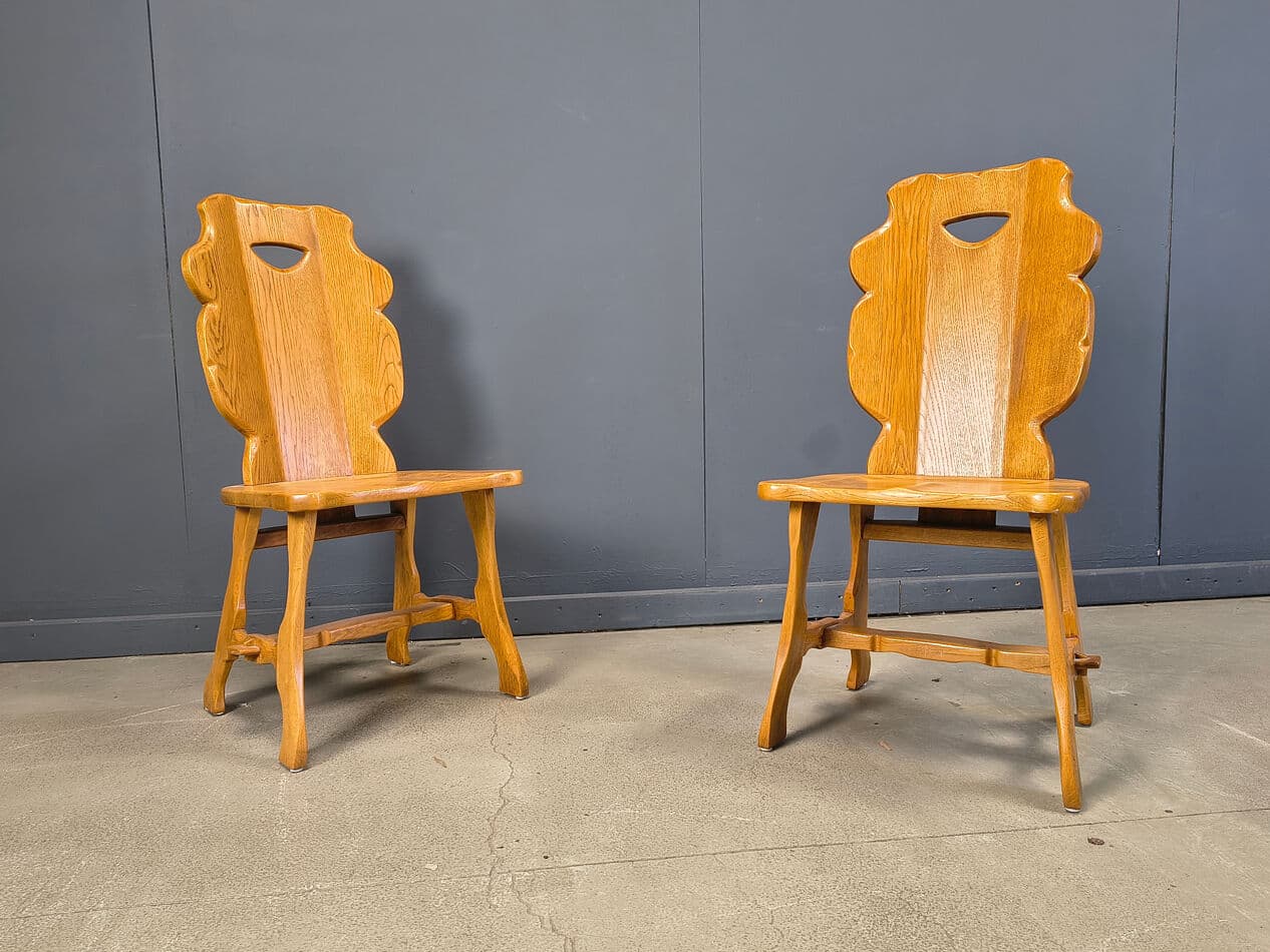 Set of four dining chairs, brown oak, Germany, 1960s. - 330893