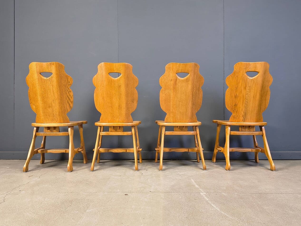 Set of four dining chairs, brown oak, Germany, 1960s. - 330885