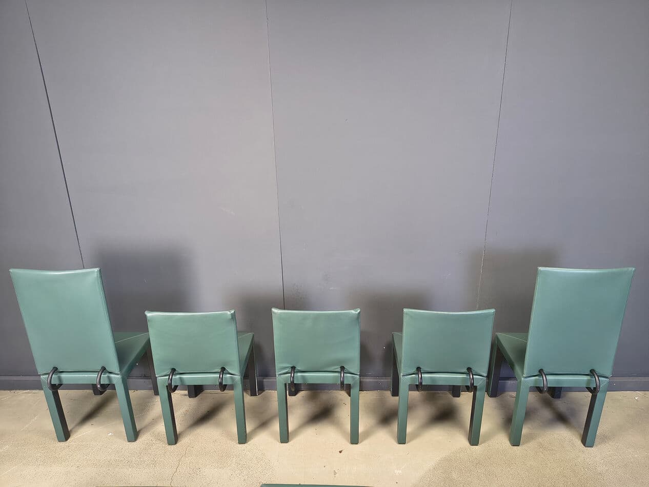 Set of ten Arcadia dining chairs, green leather, by P. Piva, B&B Italia, Italy, 1980s. - 330856