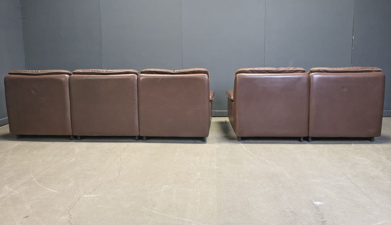 Sofa Set DS66, brown leather, De Sede, Switzerland, 1970s - 330846