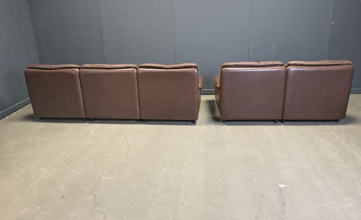 Sofa Set DS66, brown leather, De Sede, Switzerland, 1970s - 330845