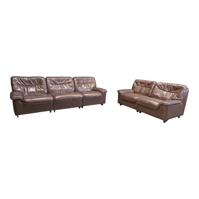Sofa Set DS66, brown leather, De Sede, Switzerland, 1970s - DIMENSION