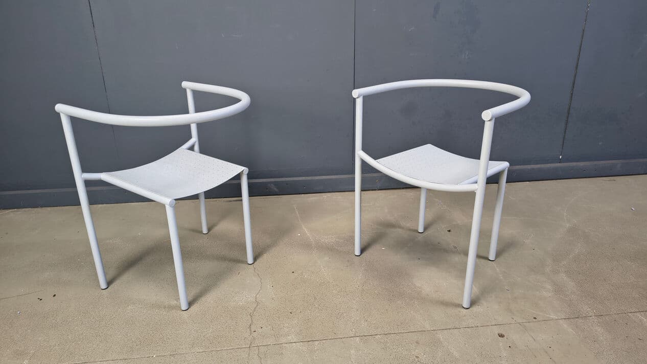 Set of four chairs Von Vogelsang, grey metal, by P. Starck, Driade, Belgium, 1980s. - 330759