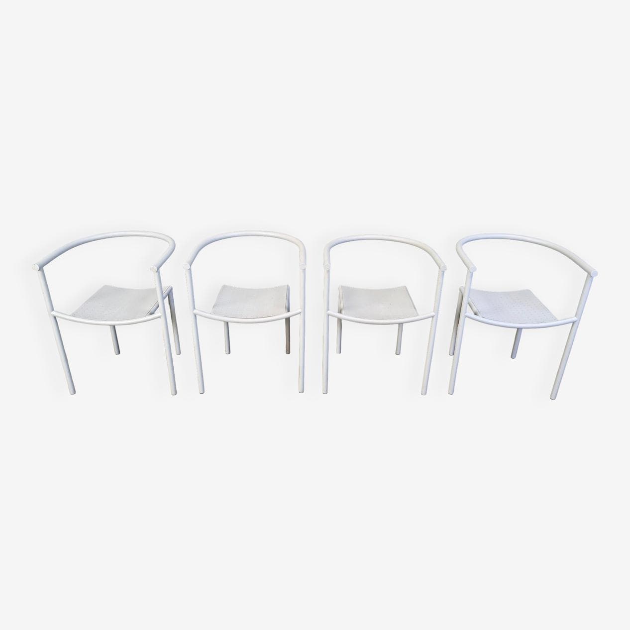Set of four chairs Von Vogelsang, grey metal, by P. Starck, Driade, Belgium, 1980s. - 330751