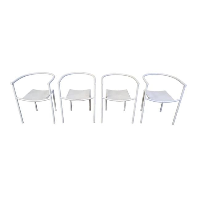 Set of four chairs Von Vogelsang, grey metal, by P. Starck, Driade, Belgium, 1980s. - DIMENSION