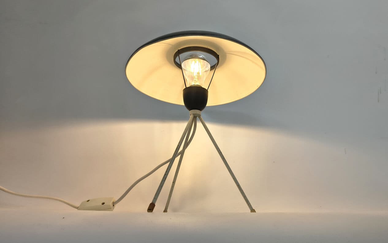 Lampa stołowa, czarny, metal, proj. L. Kalff, Philips, Belgia, lata 50. - 330733