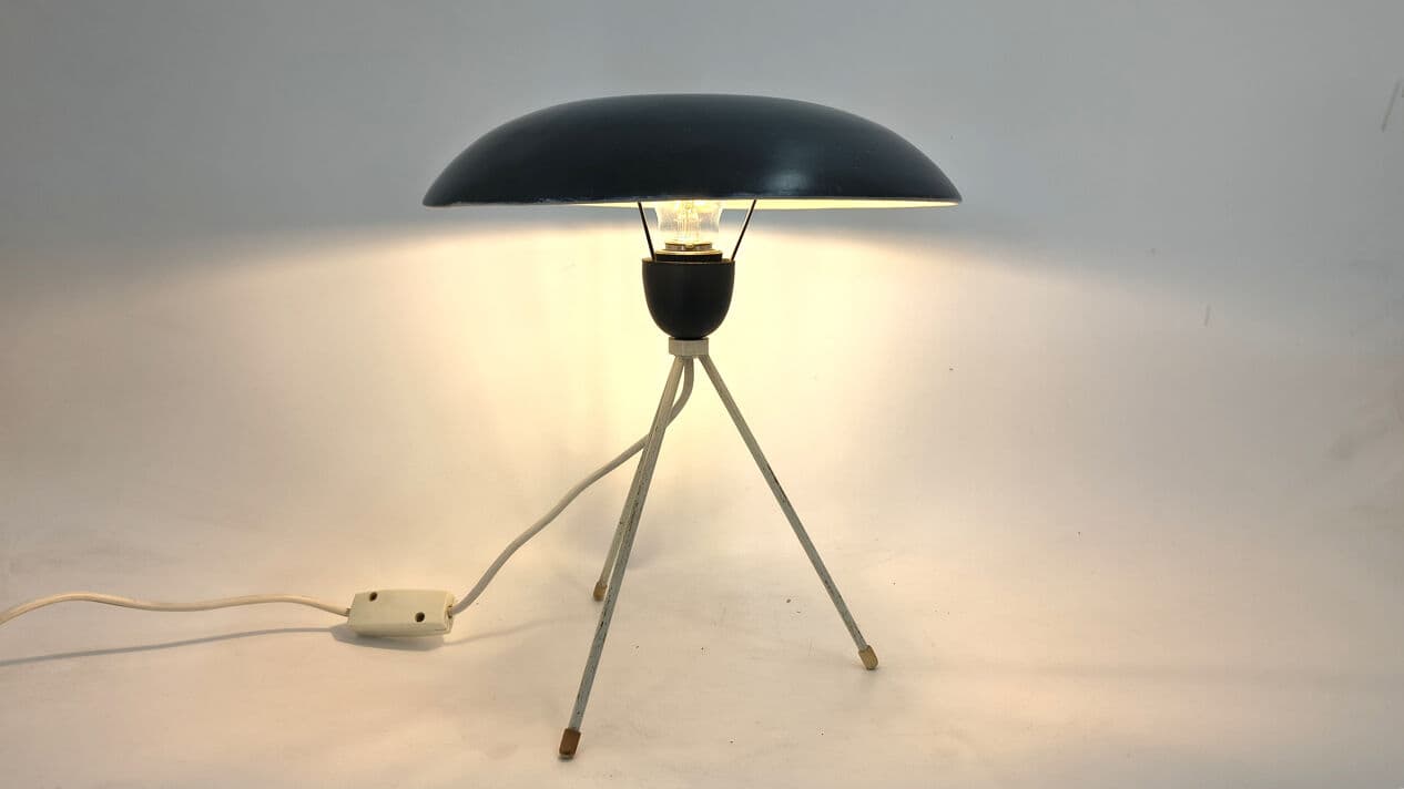 Lampa stołowa, czarny, metal, proj. L. Kalff, Philips, Belgia, lata 50. - 330734