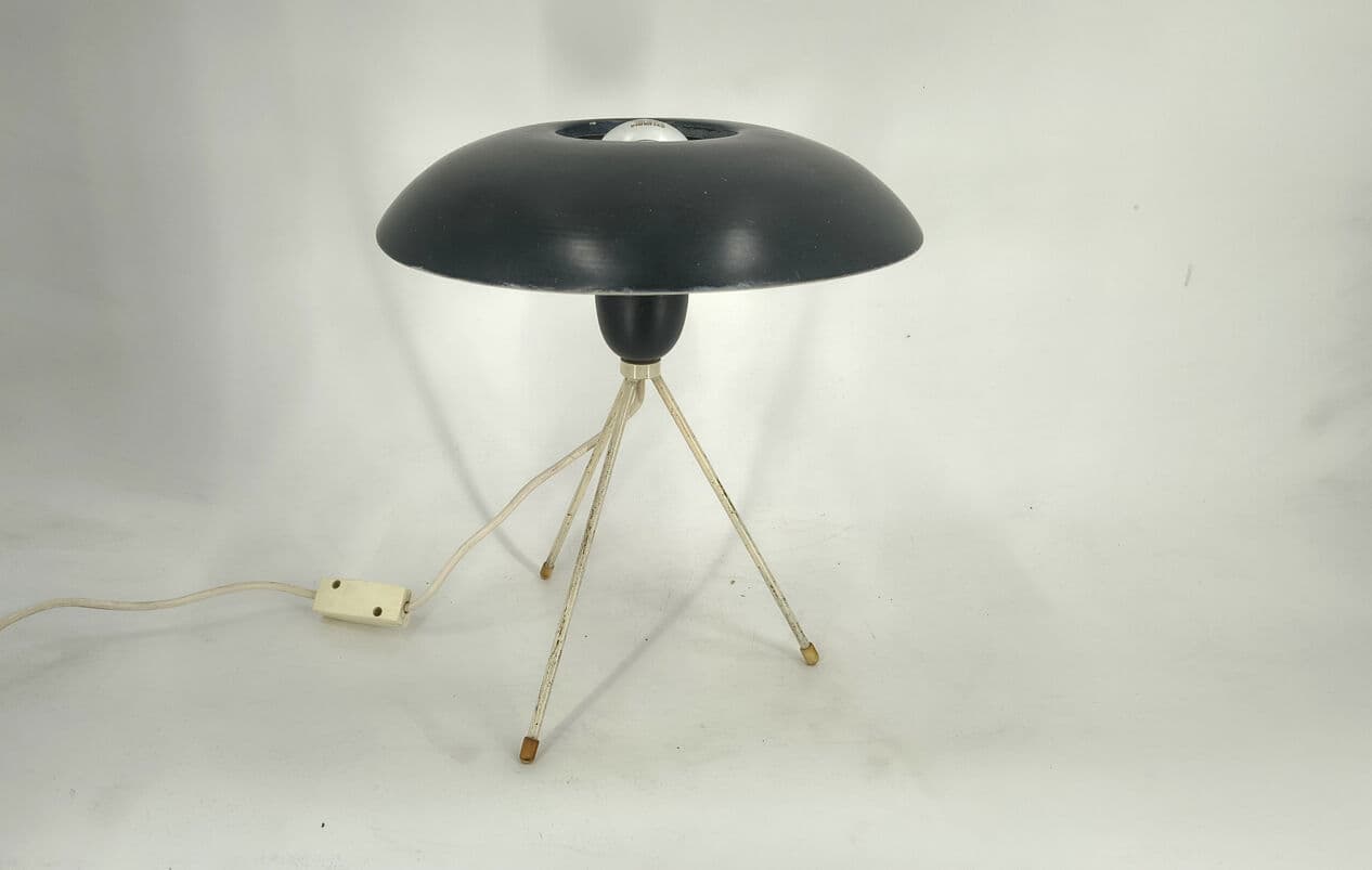 Lampa stołowa, czarny, metal, proj. L. Kalff, Philips, Belgia, lata 50. - 330730