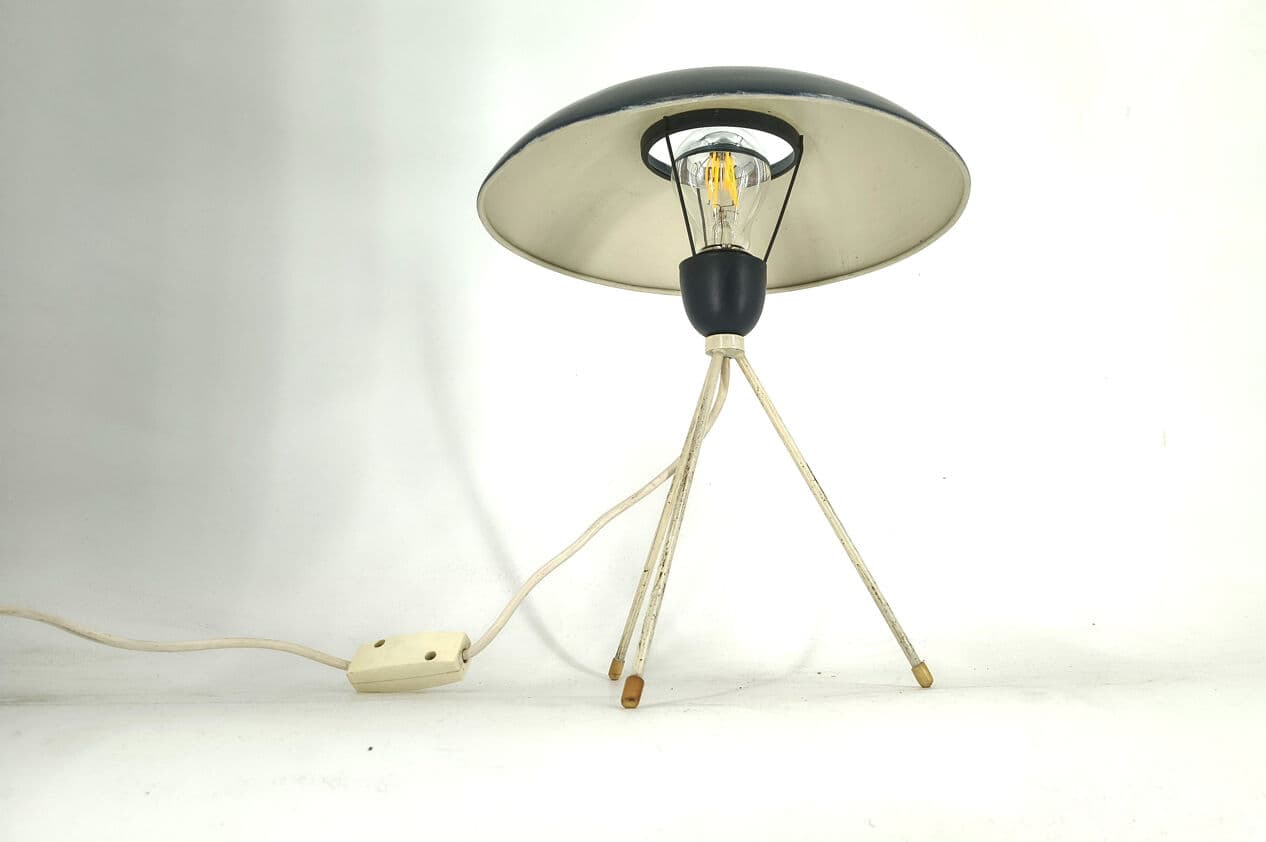 Lampa stołowa, czarny, metal, proj. L. Kalff, Philips, Belgia, lata 50. - 330731