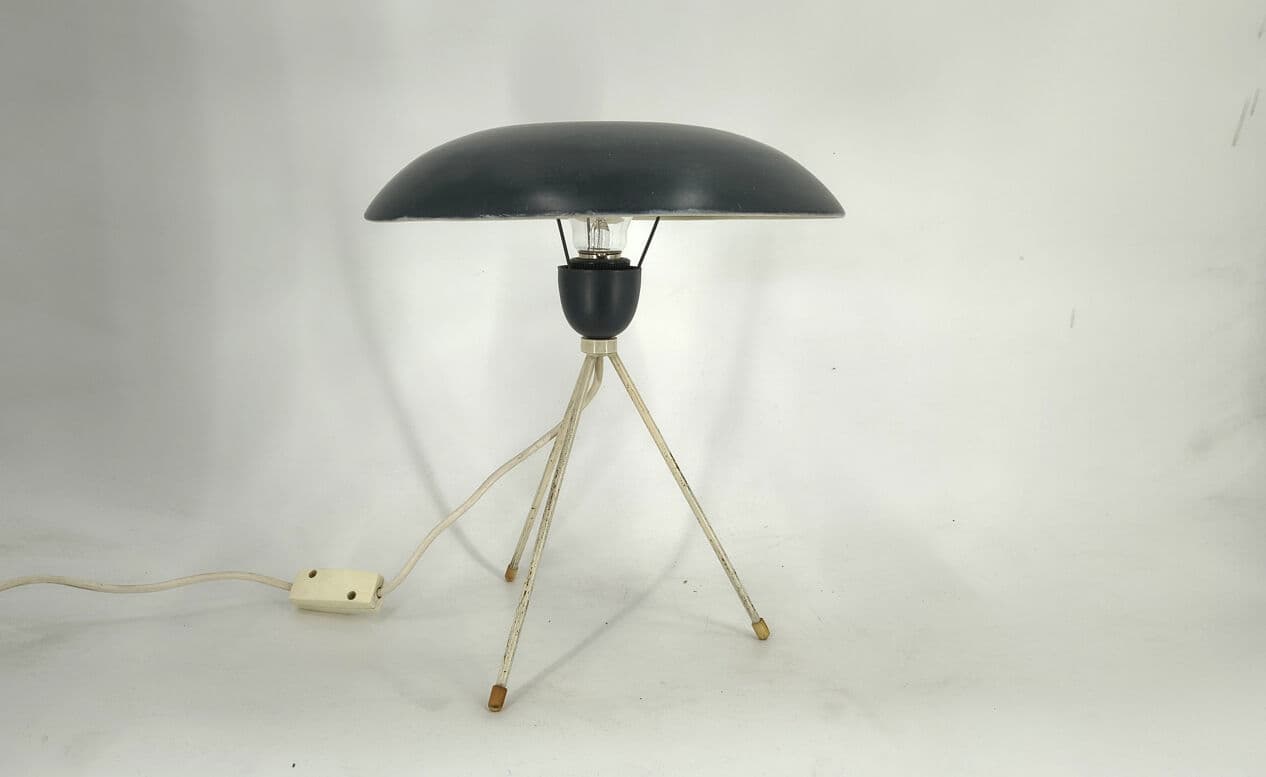 Lampa stołowa, czarny, metal, proj. L. Kalff, Philips, Belgia, lata 50. - 330732