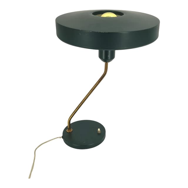 Lampa stołowa Romeo, aluminium czarne, mosiądz, proj. L. Kalff, Philips, Holandia, lata 60. - WYMIARY