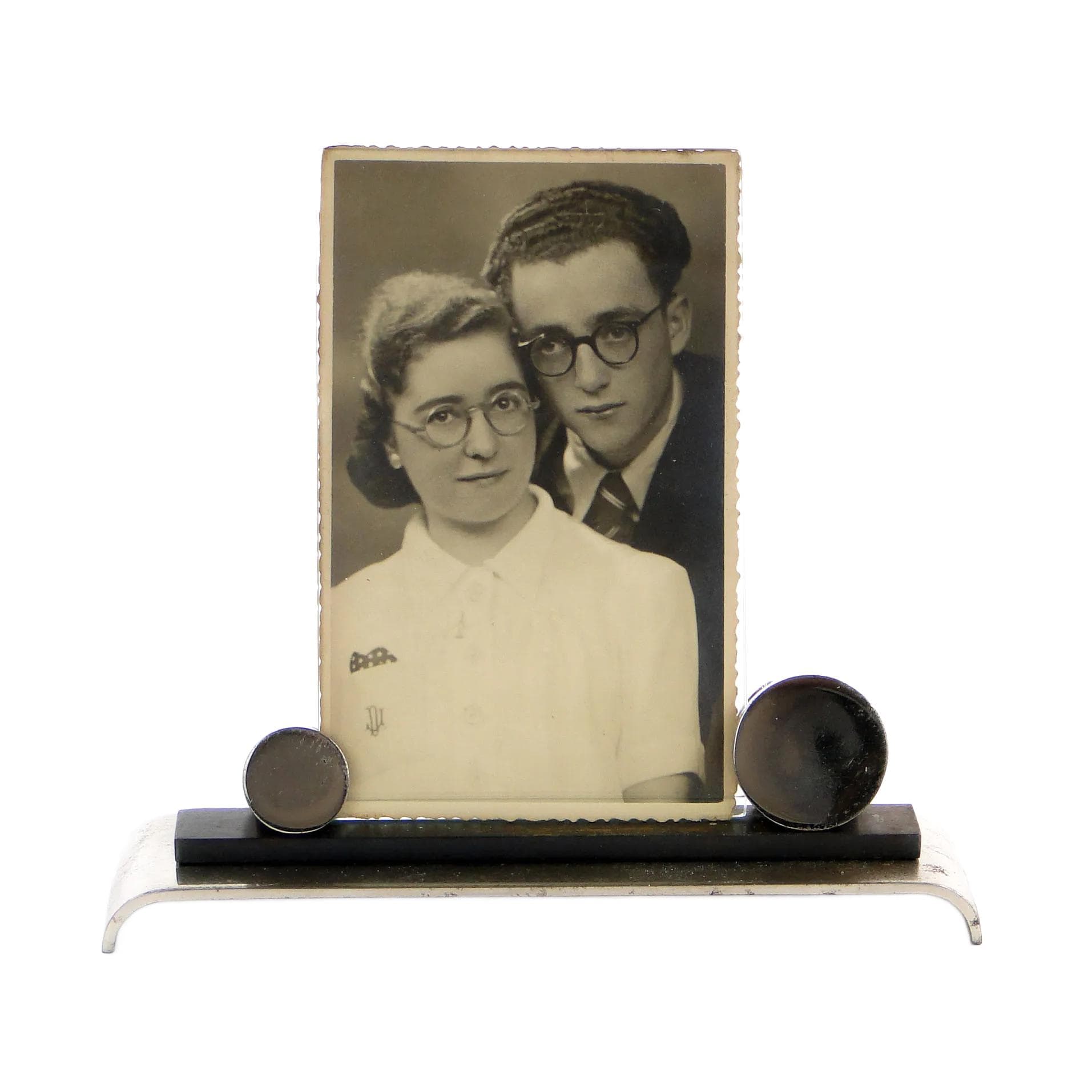 Photo frame Art Deco, silver nickel-plated steel, Poland, 1920s