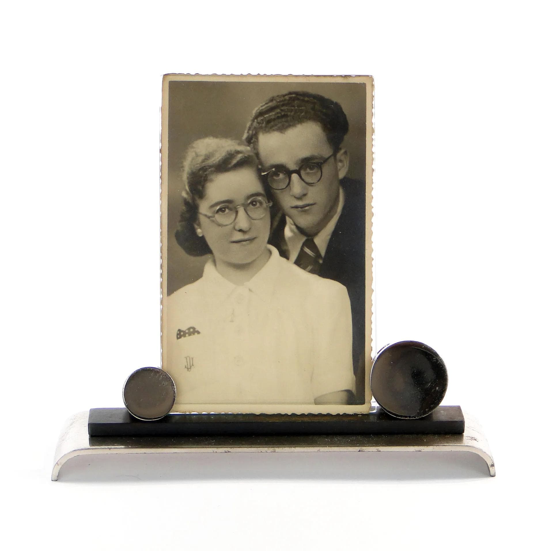 Photo frame Art Deco, silver nickel-plated steel, Poland, 1920s - 24655