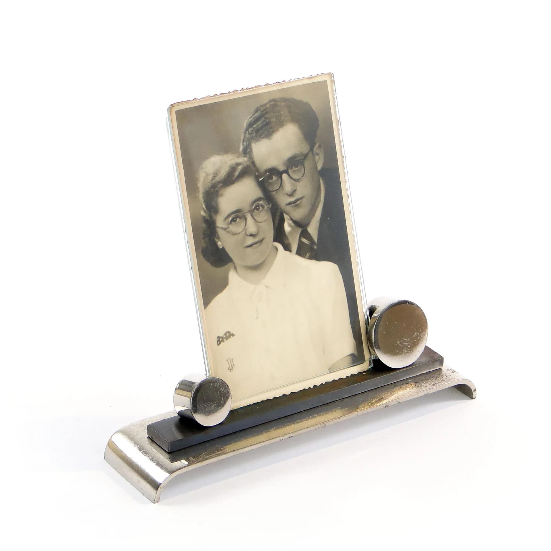 Photo frame Art Deco, silver nickel-plated steel, Poland, 1920s - 24656