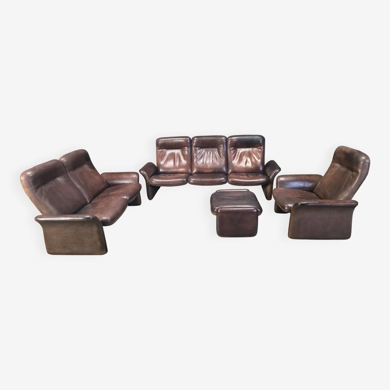 Four-piece sofa set DS 50, brown leather, de Sede, Switzerland, 1970s. - 330558