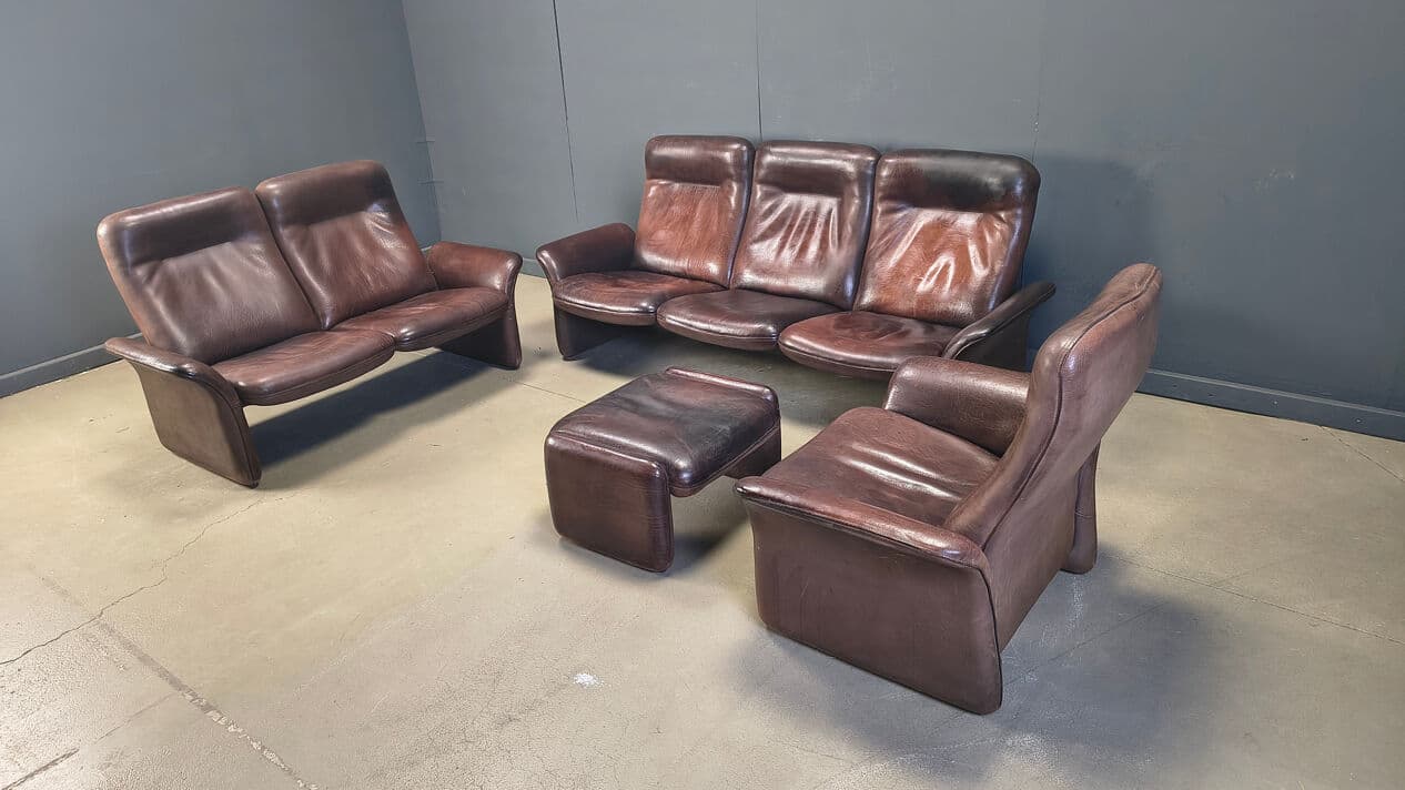 Four-piece sofa set DS 50, brown leather, de Sede, Switzerland, 1970s. - 330560