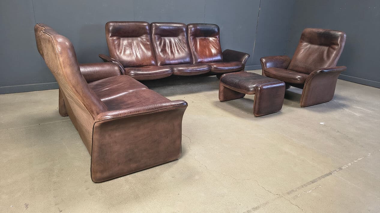 Four-piece sofa set DS 50, brown leather, de Sede, Switzerland, 1970s. - 330556