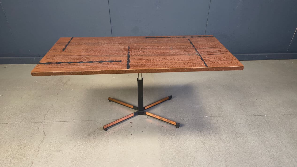 Coffee table, brown copper, black steel, Germany, 1970s. - 330543