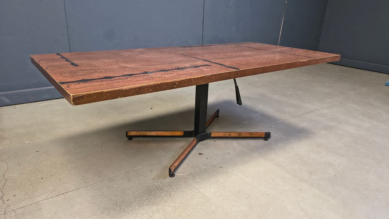 Coffee table, brown copper, black steel, Germany, 1970s. - 330540