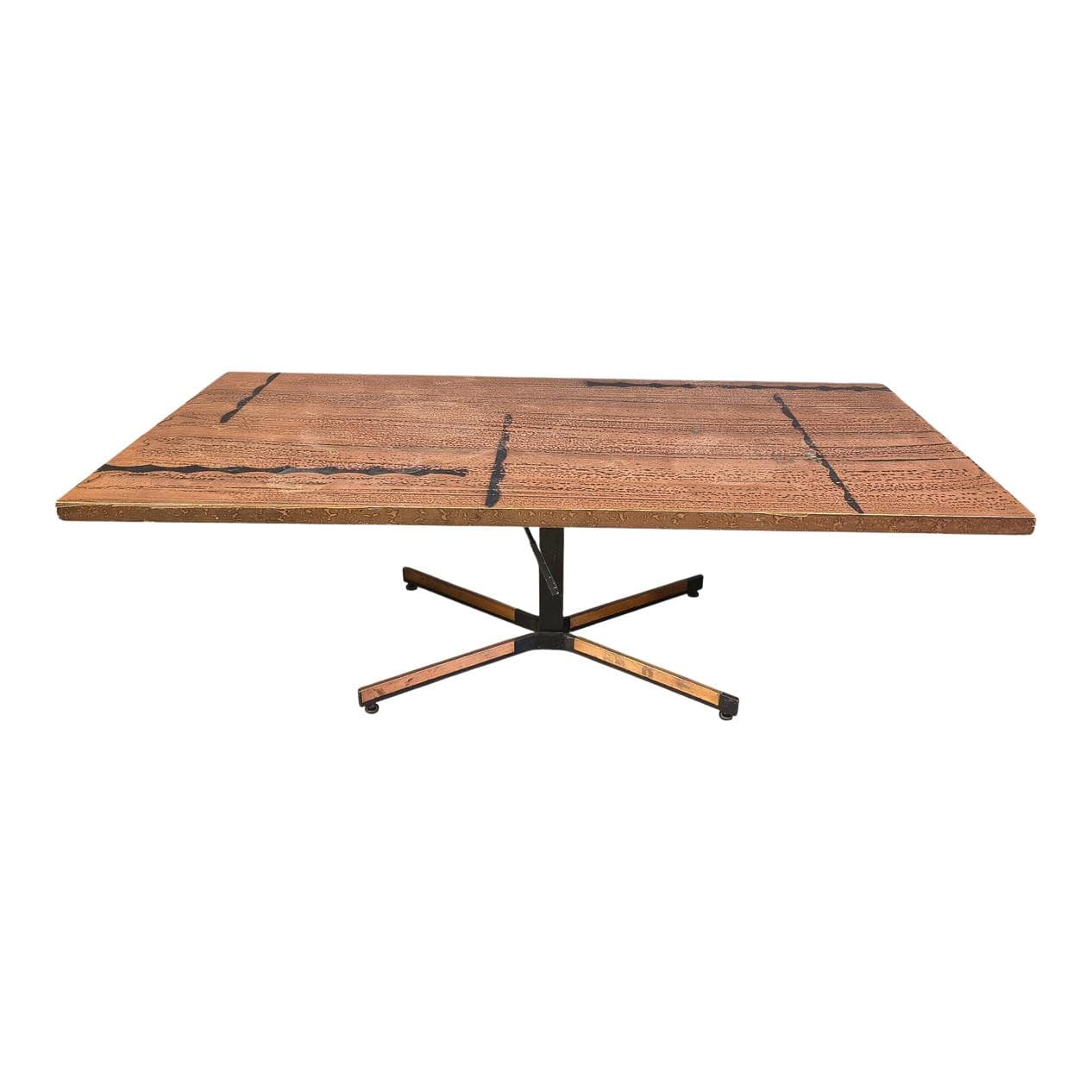 Coffee table, brown copper, black steel, Germany, 1970s.