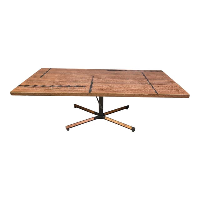 Coffee table, brown copper, black steel, Germany, 1970s. - DIMENSION