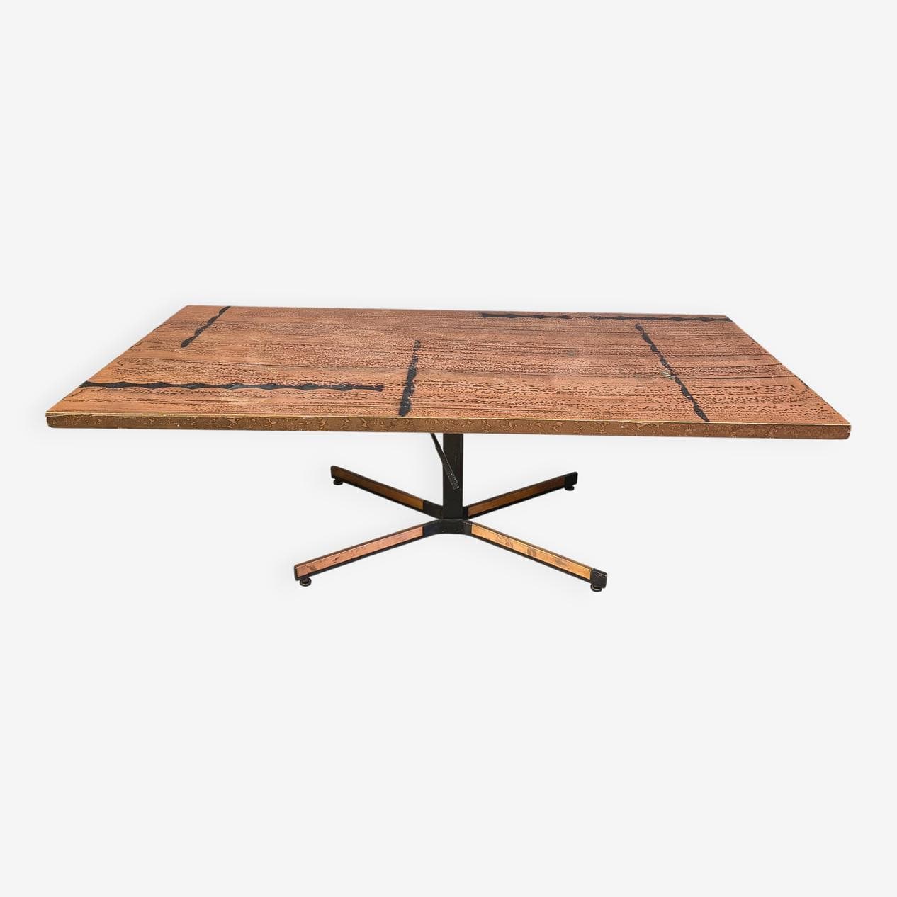 Coffee table, brown copper, black steel, Germany, 1970s. - 330535