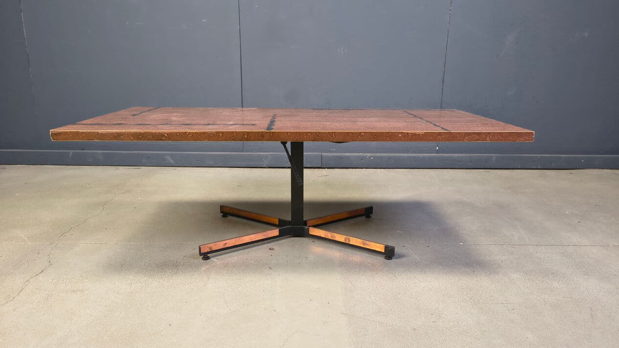 Coffee table, brown copper, black steel, Germany, 1970s. - 330536