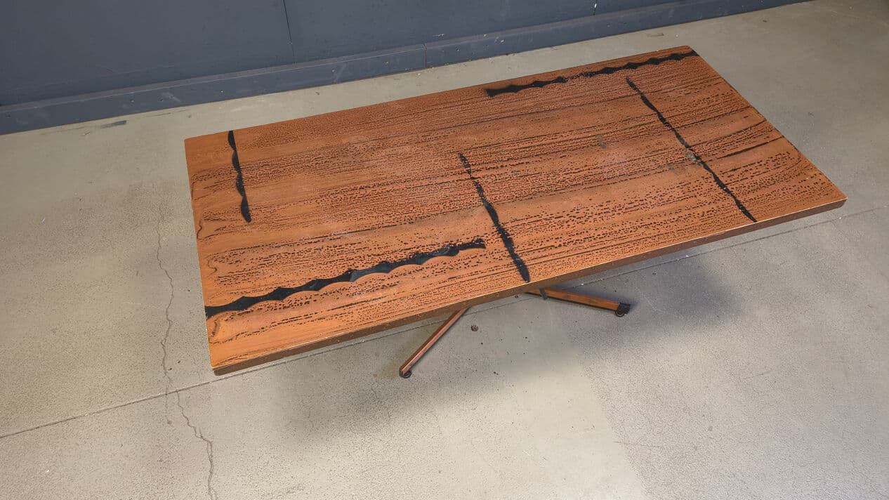 Coffee table, brown copper, black steel, Germany, 1970s. - 330539