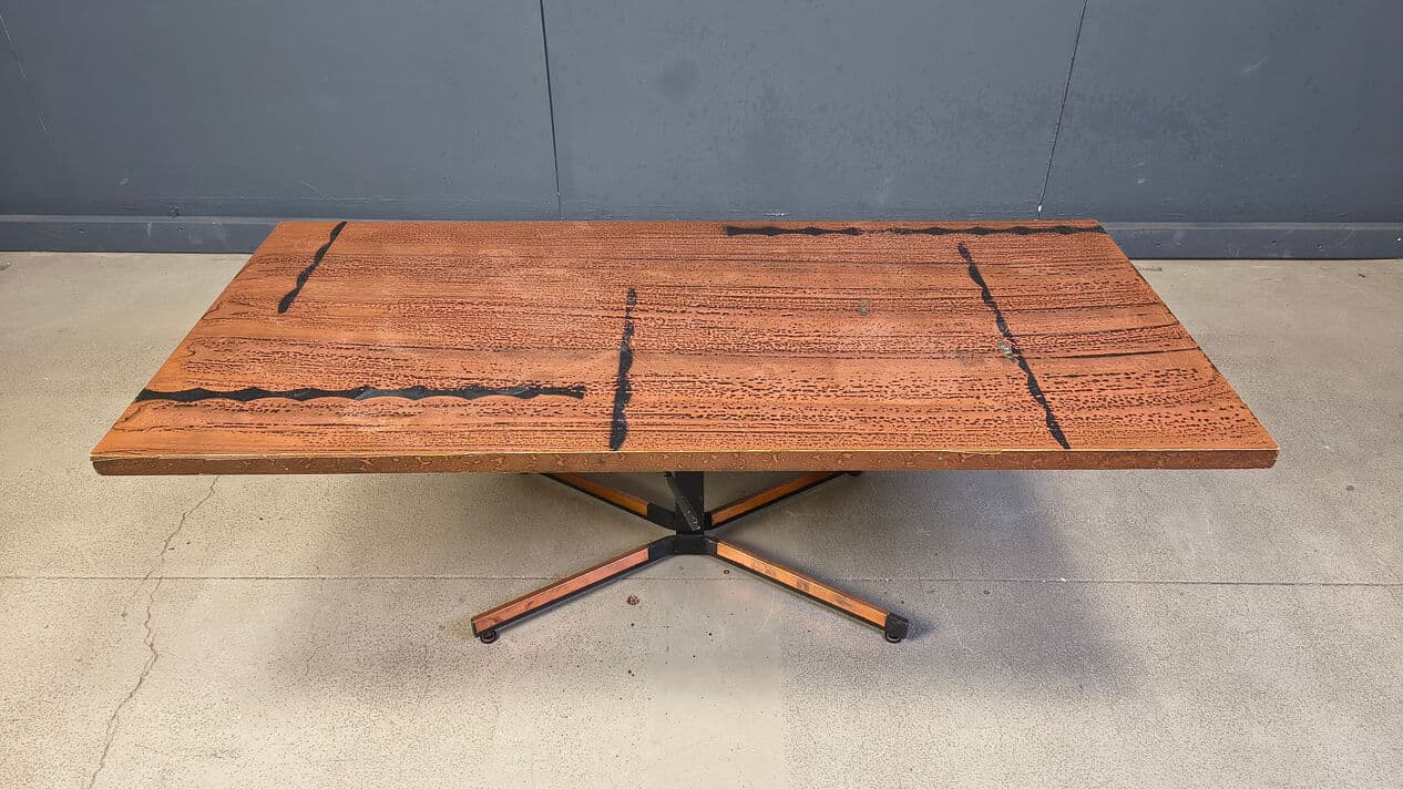 Coffee table, brown copper, black steel, Germany, 1970s. - 330533
