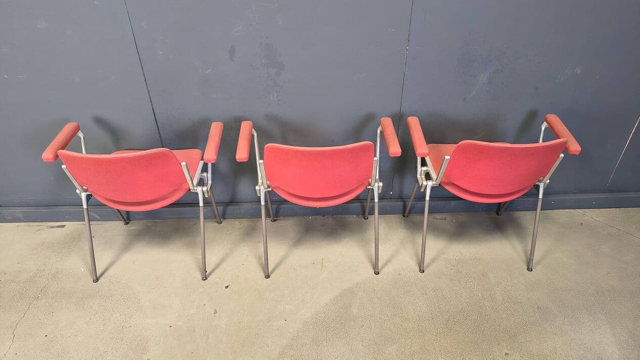 Set of six chairs DSC 106, red fabric, metal, by G. Piretti, Castelli, Belgium, 1970s. - 330515